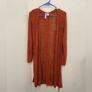 Rust Orange Knit Cardigan Duster